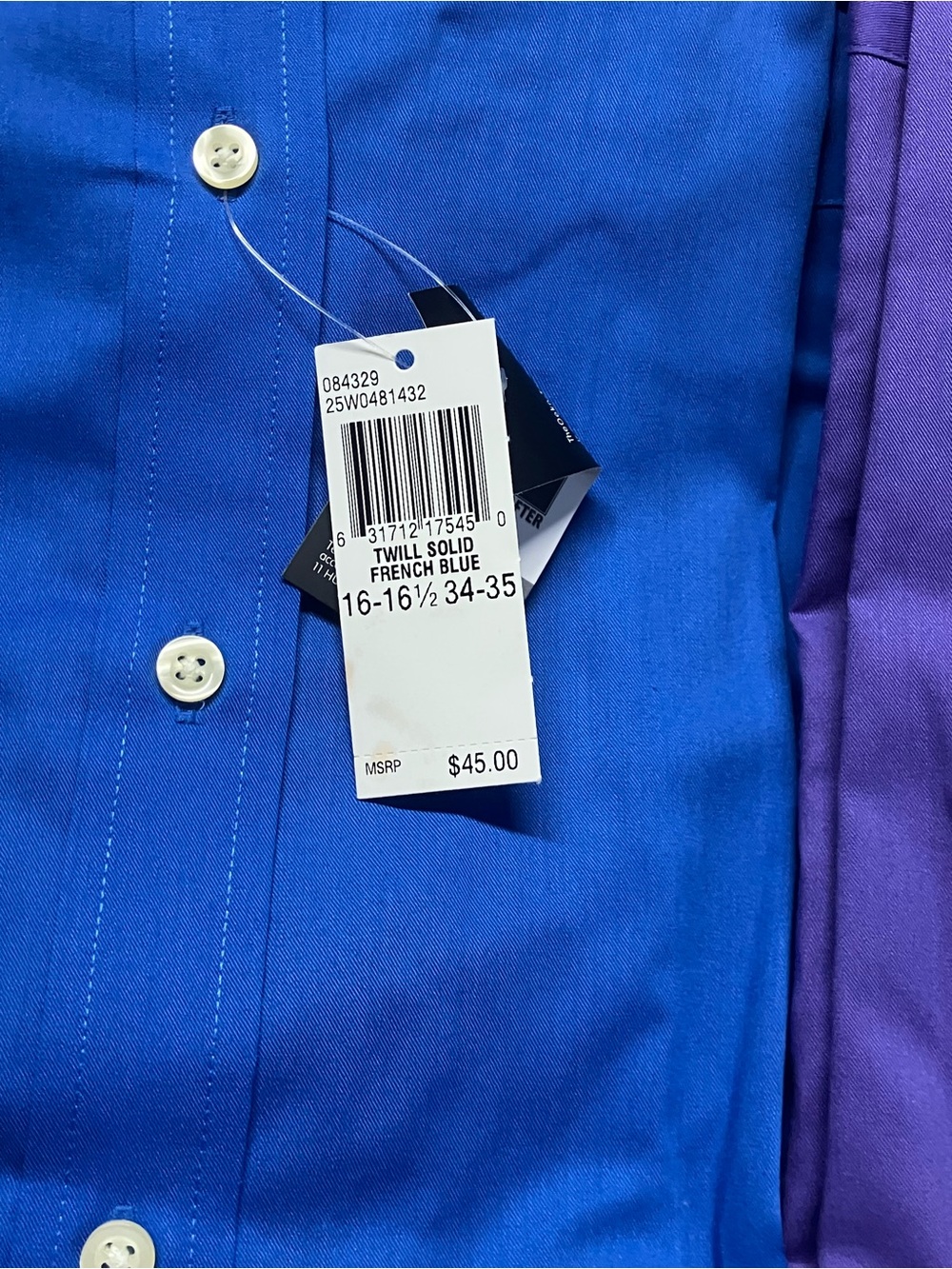 NWT 3x Lot Mens Dress Shirts 16.5 34/35 Chaps & Arrow Blue Purple Green - Picture 5 of 8